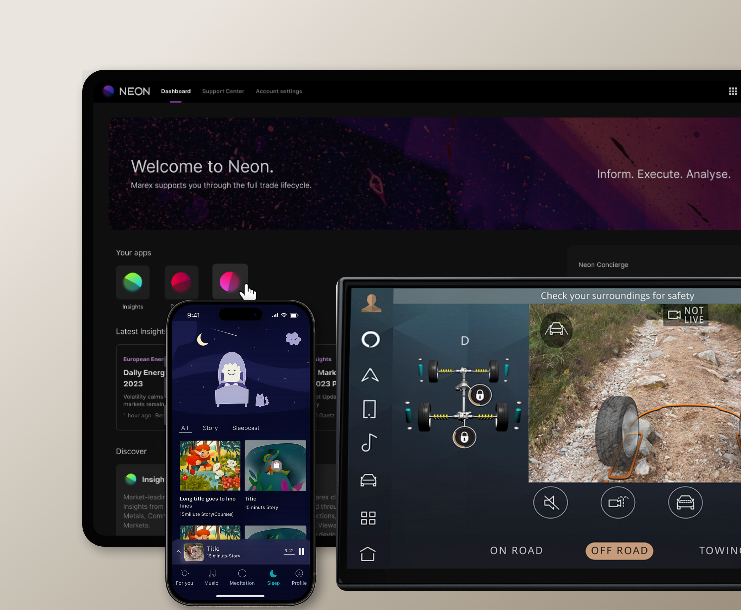 UX Design Work — Neon by Marex, Mobile App, Land Rover Automotive UI
